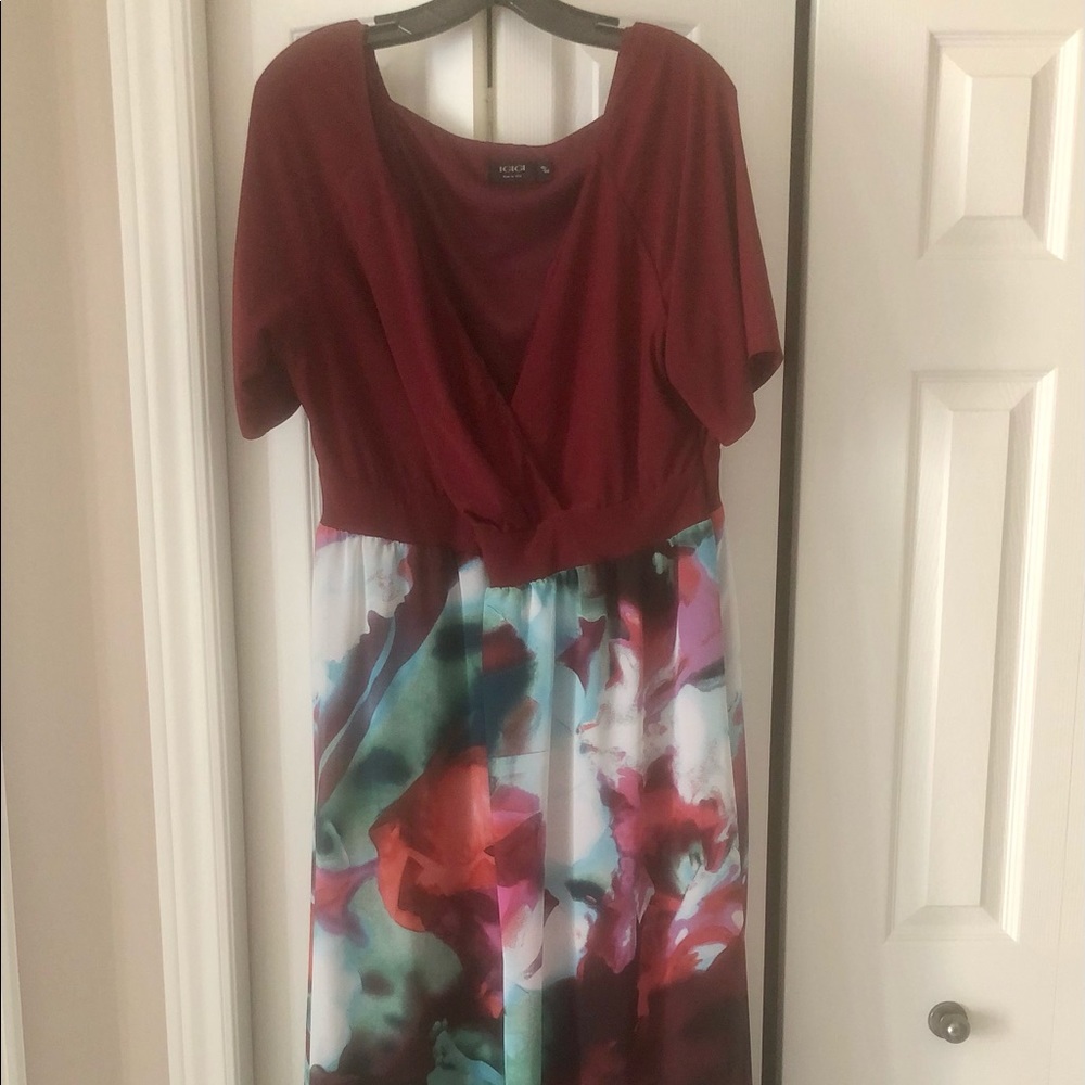 IGIGI burgundy with multi colour skirt long dress